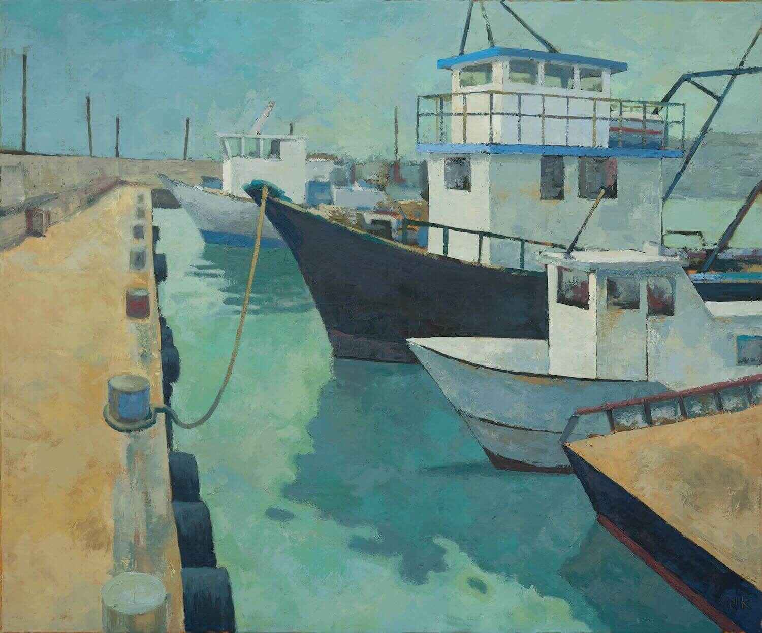 Ships in Kavarna, 100x120cm, oil, 2026