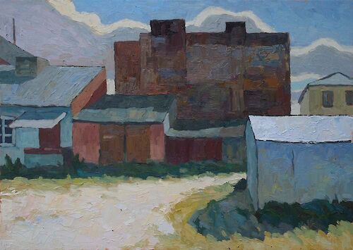 Backyard in Lomza, 50x70cm, oil