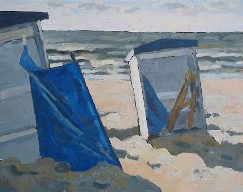 Cabins on the beach, 40x50cm