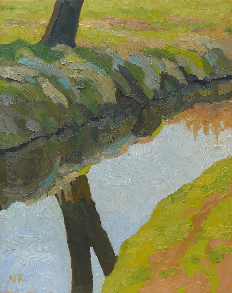 Tree reflection near Altthymen, 40x30cm, oil