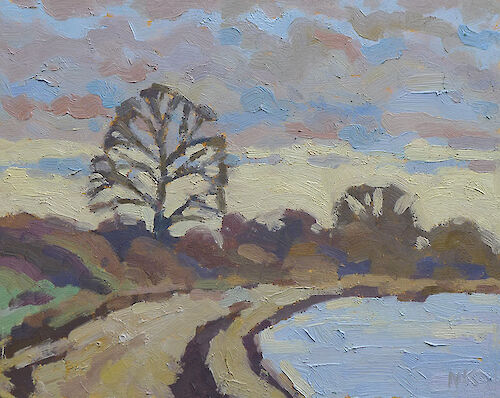 Am Strand bei Niendorf, 24x30cm, Öl