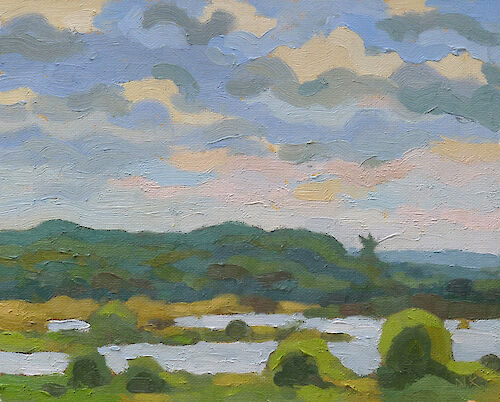 Oder river, landscape, 24x30cm, oil