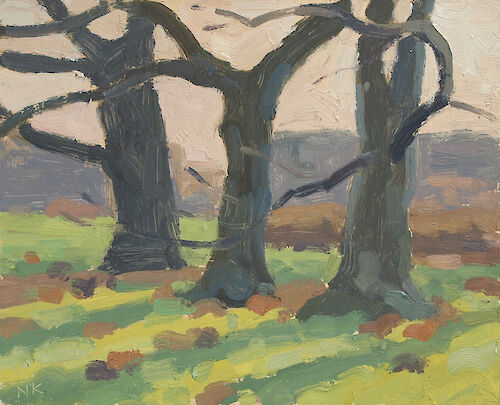 Trees Treptower Park, 24x30cm, oil