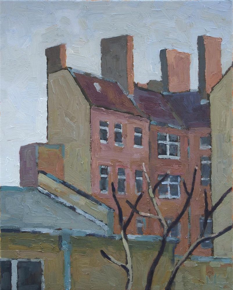 Hinterhof in Berlin-Friedrichshain, 50x40cm, Öl