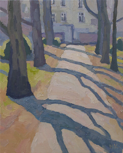 Shadows in a cemetery, 50x40cm, oil