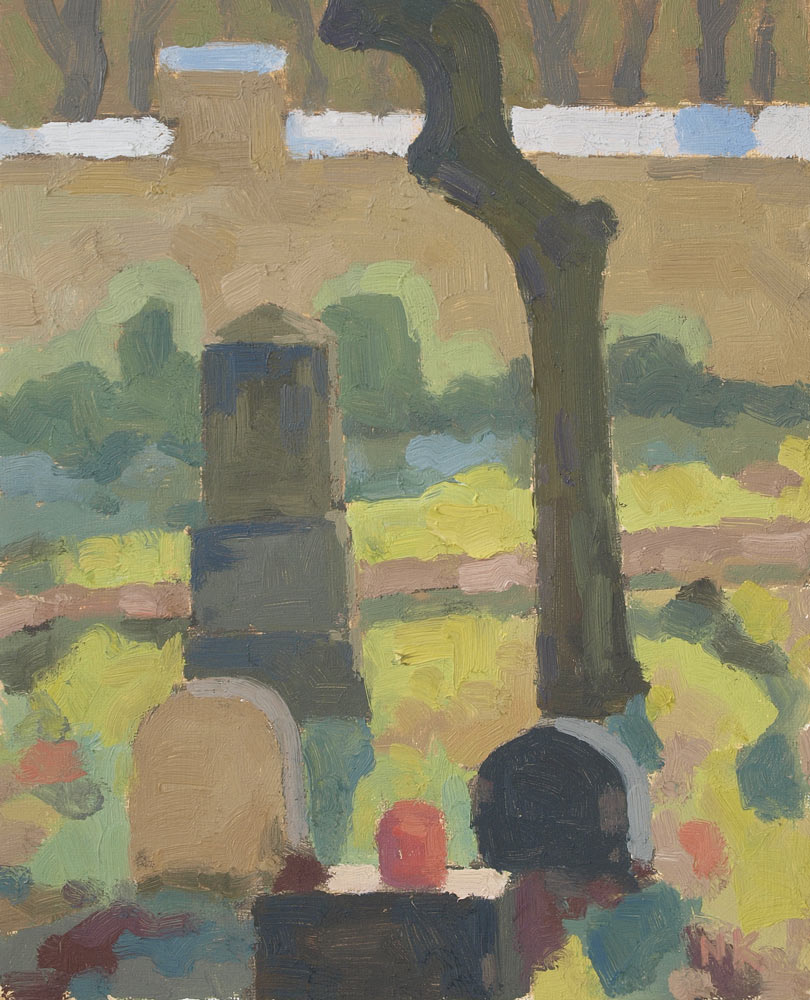 Friedhof in Berlin-Weißensee, 30x24cm, Öl