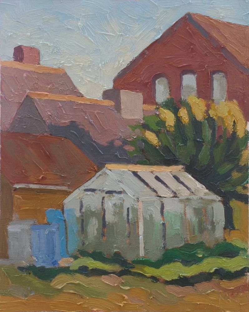 Hinterhof in Breege, 30x24cm