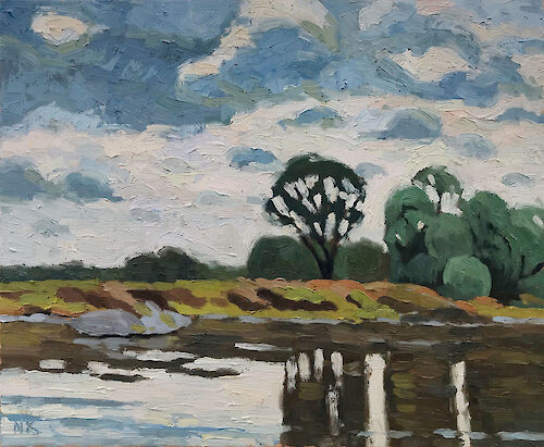 River landscape along the Elbe, 50x60cm