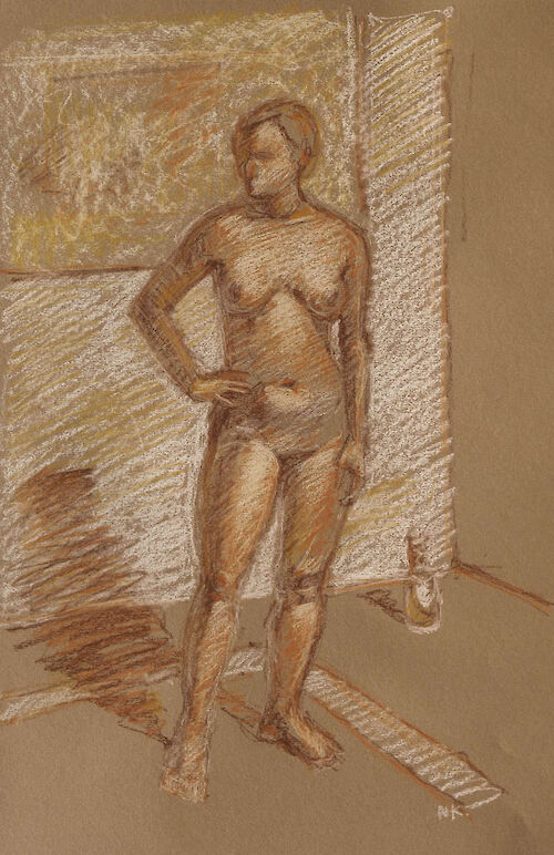 stehender Frauenakt, Pastell