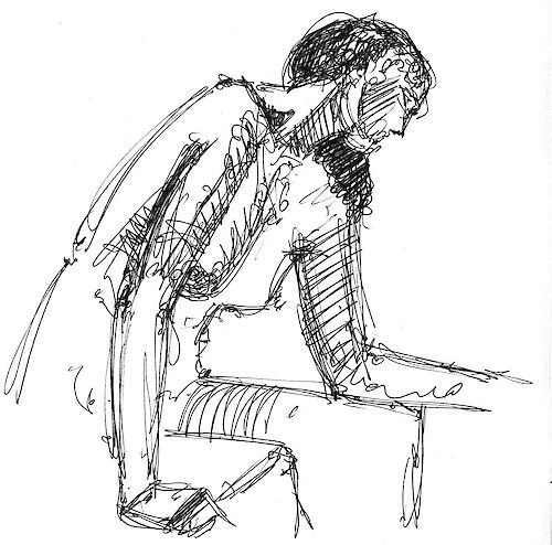 Nude girl, sitting