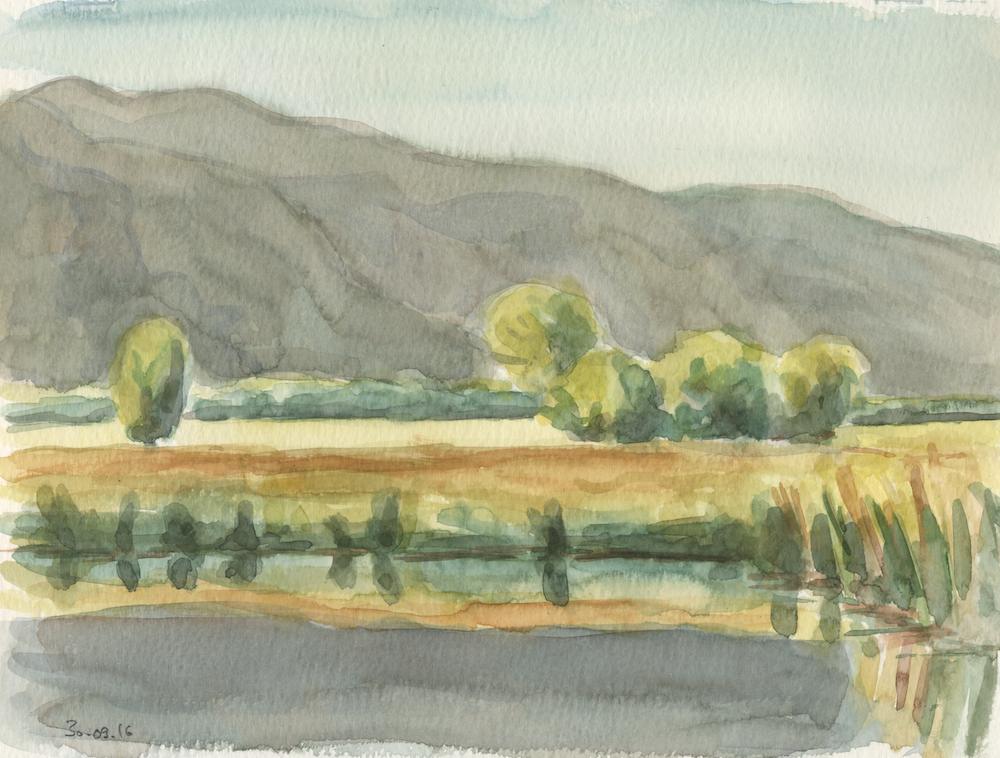 Lake with Balkan mountains in central Bulgaria