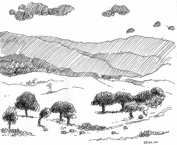 Landscape in Extremadura, ink
