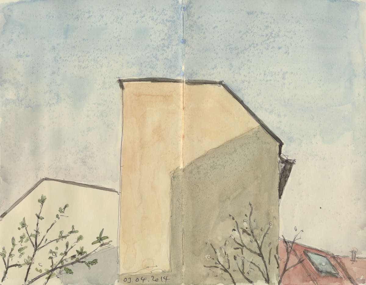 Facade in Berlin, Watercolor