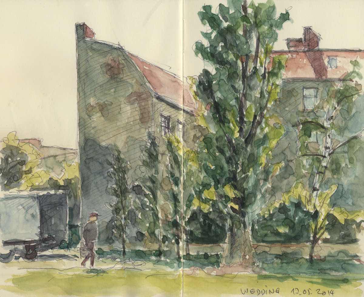 Street scene in Berlin-Wedding, watercolor