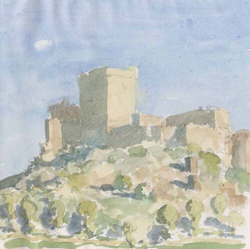 Castle in Extremadura, watercolor