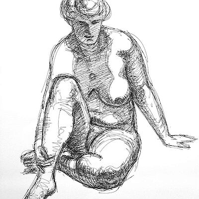 Sitting nude on the floor
