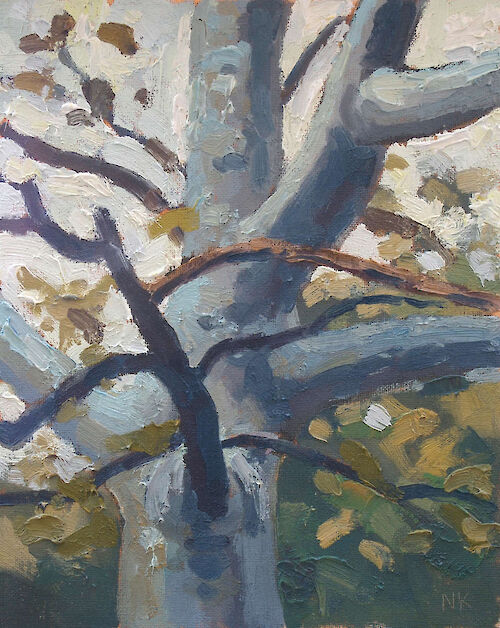 Wallnut tree, autumn, 30x24cm