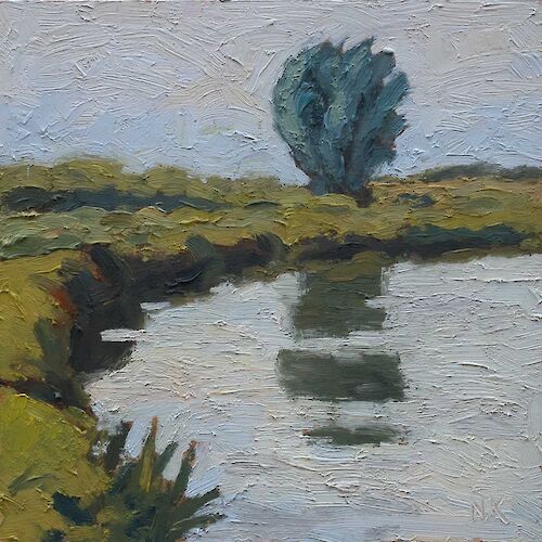 Willow along Biebrza river, 25x25cm, oil