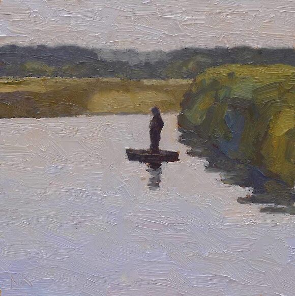 Boatsman, 25x25cm, oil