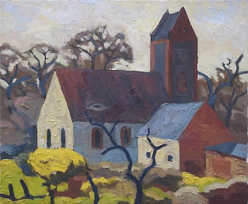Church in Prädikow, 50x60cm, oil