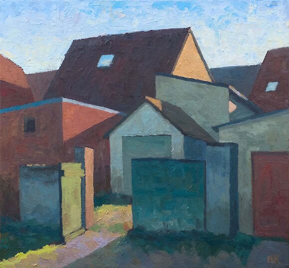 Backyard in Lenzen, 55x60cm, Öl