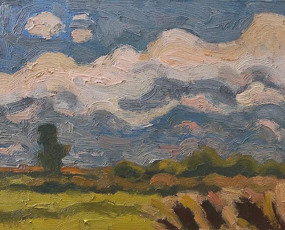 Landscape with clouds, Ahrenshoop | 25x20cm, oil
