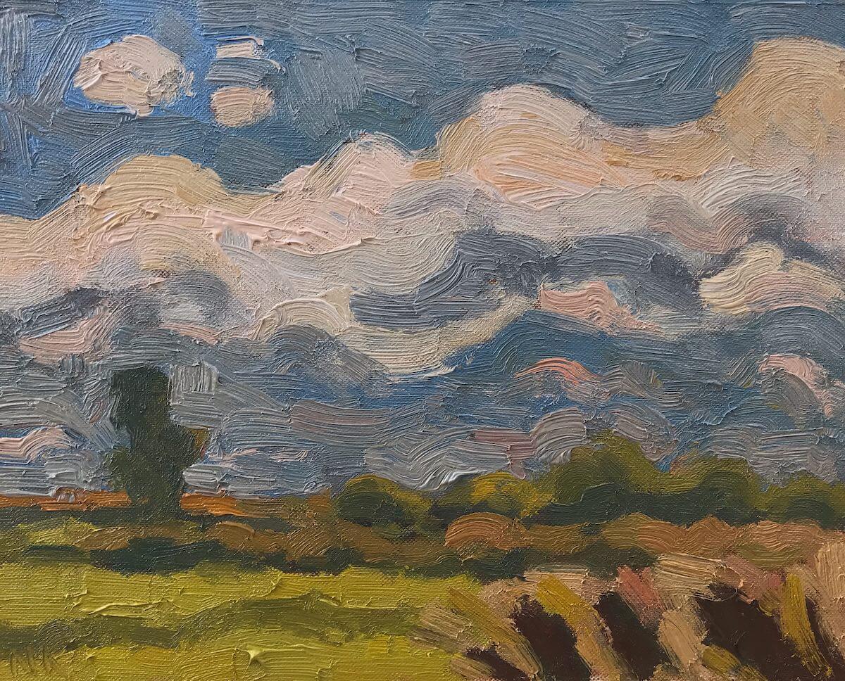 Landscape with clouds, Ahrenshoop | 25x20cm, oil