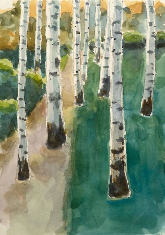 Birches in the Liebermann Villa, sketchbook sheet
