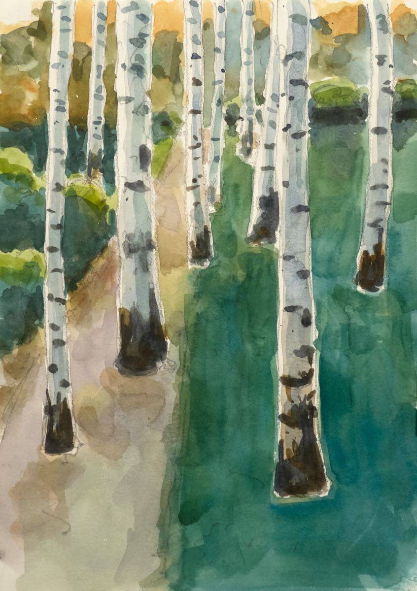 Birches in the Liebermann Villa, sketchbook sheet