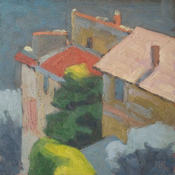 rooftops in Liguria, 20x20cm, oil