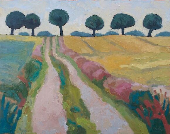 Field with trees, 40x50cm, oil